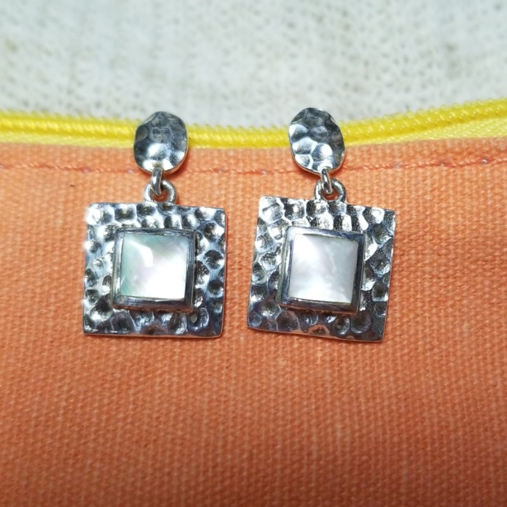 Sterling silver with mother of pearl drop earrings